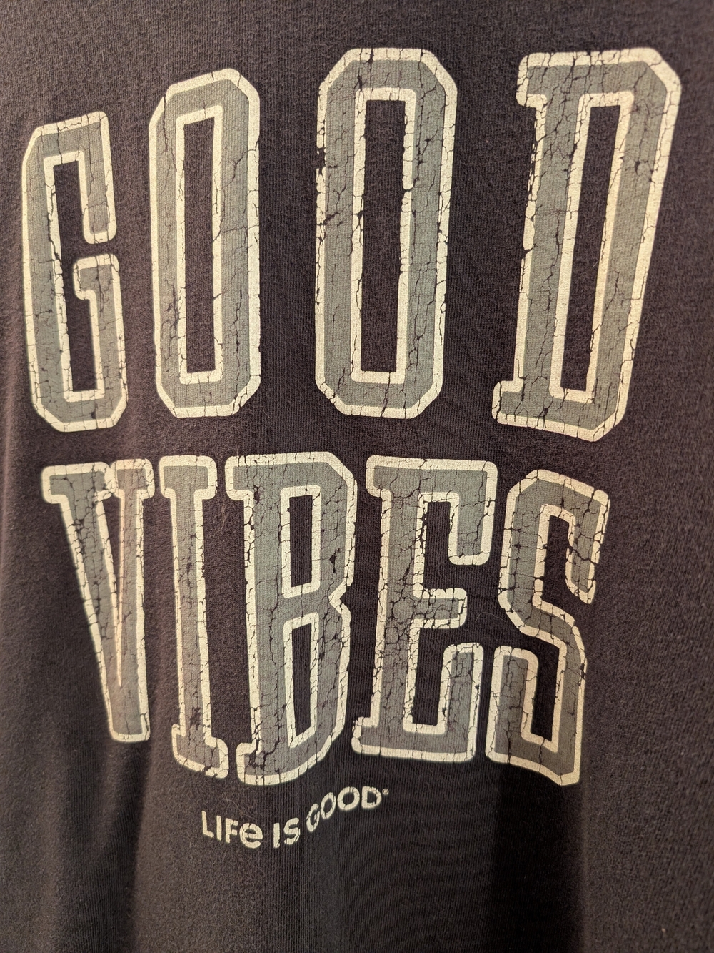 Life Is Good Black Men’s Crewneck Good Vibes Sweatshirt - heavy weight - Picture 2 of 6
